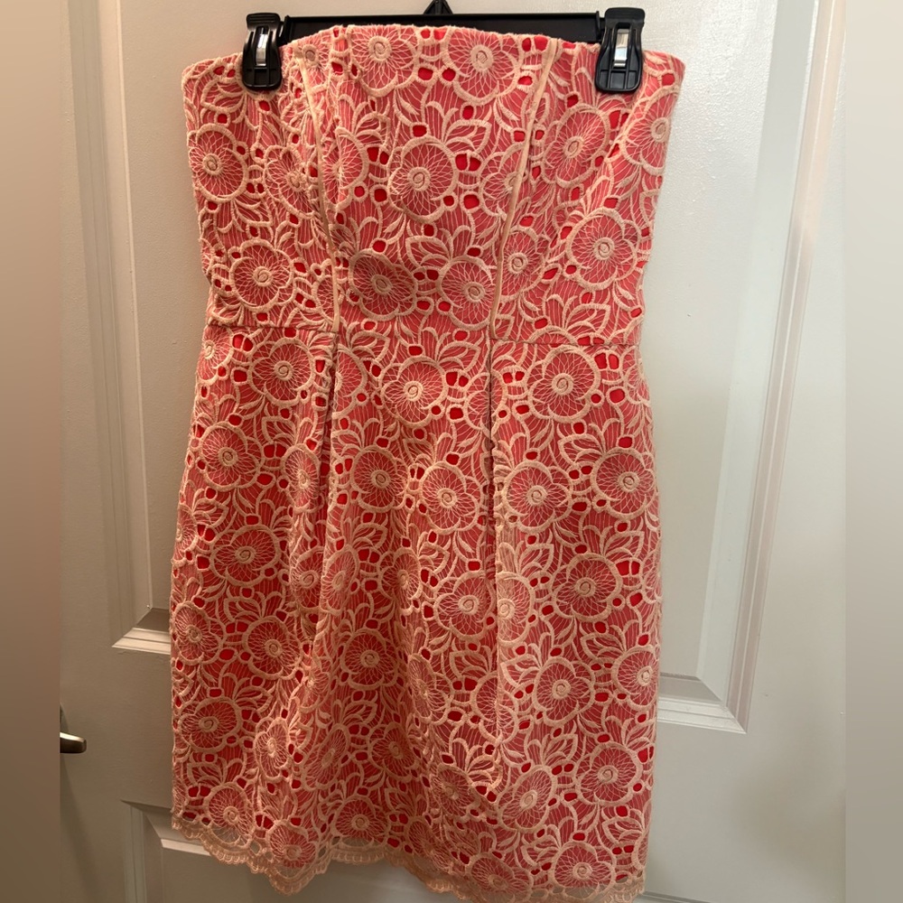 Jessica Simpson Strapless Coral Flower Dress